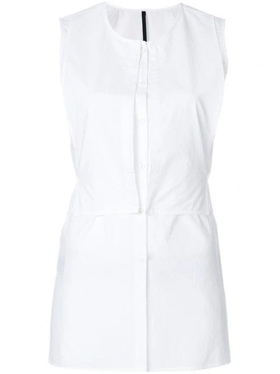 Sara Lanzi Belted Sleeveless Shirt In White