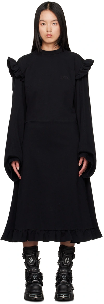 Vetements Ruffle-detail Midi Dress In Black