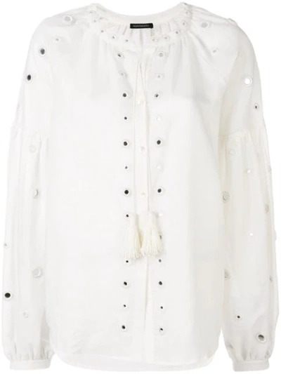 Wandering Perforated Detail Button-up Shirt In White