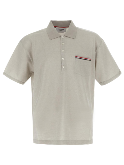 Thom Browne Oversized Polo Shirt In Grey