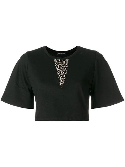 Coup De Coeur Pony Fur Insert Cropped T-shirt - Black