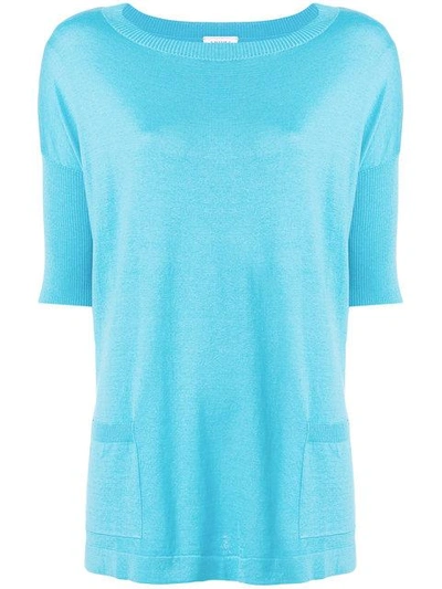 Snobby Sheep Flared Short-sleeve Top In Blue
