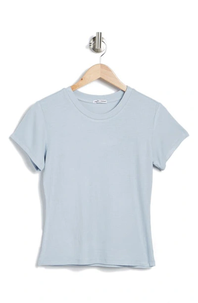 Sweet Romeo Ribbed Short Sleeve T-shirt In Light Blue