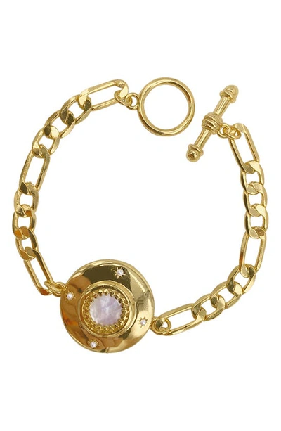 Adornia Mother Of Pearl Disc Toggle Bracelet In White