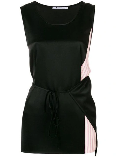 Alexander Wang T Contrast Panel Wrap Tank Top In Black