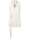 Rick Owens Tie Waist Blouse In Neutrals