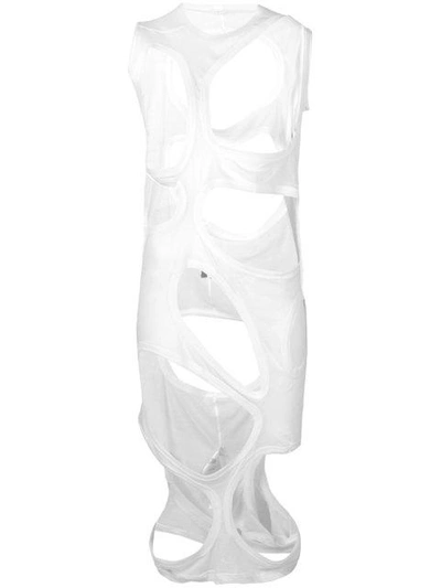 Rick Owens Long Cutout Detail Vest In White