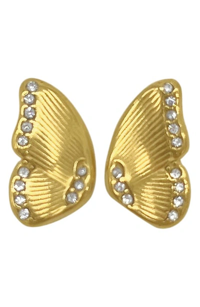 Adornia Water Resistant Pavé Cz Butterfly Split Stud Earrings In Gold