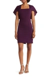 Marina Capelet Sleeve Dress In Plum