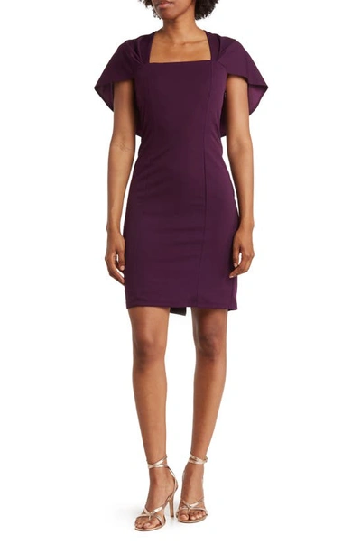 Marina Capelet Sleeve Dress In Plum