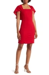 Marina Capelet Sleeve Dress In Red