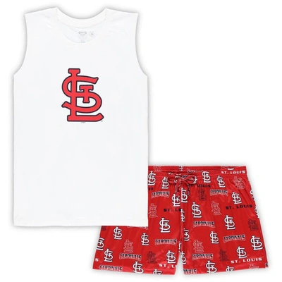 Concepts Sport White/red St. Louis Cardinals Plus Size Tank Top & Shorts Sleep Set