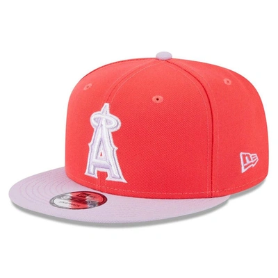 New Era Men's  Red And Purple Los Angeles Angels Spring Basic Two-tone 9fifty Snapback Hat In Red,purple