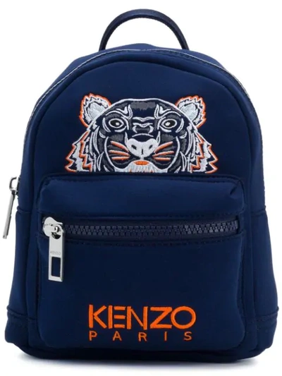 Kenzo Backpack In Neoprene Bluette Color With Embroidered Tiger In Bleu Marine