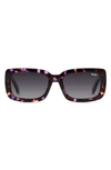 Quay Yada Yada 39mm Polarized Rectangle Sunglasses In Purple Tortoise,smoke Polarized