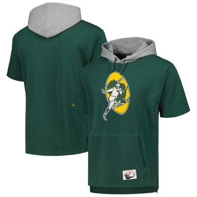 Mitchell & Ness Green Green Bay Packers Postgame Short Sleeve Hoodie