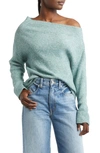 Treasure & Bond One Shoulder Rib Sweater In Green Seaglass