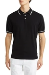 Soft Cloth Pacific Tipped Cotton & Silk Jersey Polo In Black Beauty