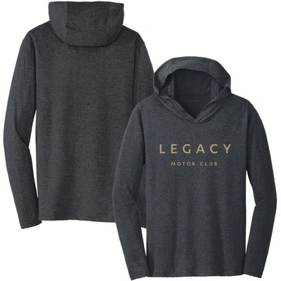 Checkered Flag Heather Black Legacy Motor Club Team Long Sleeve Hoodie T-shirt