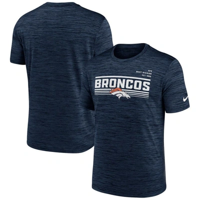 Nike Navy Denver Broncos Yardline Velocity Performance T-shirt In Blue