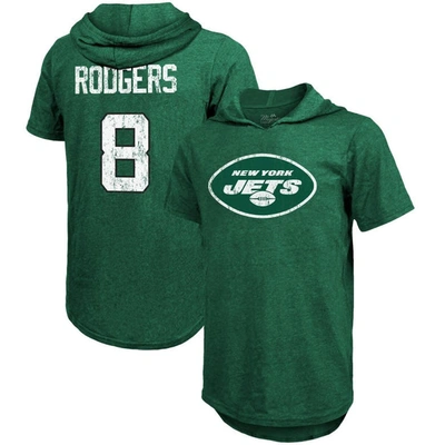 Majestic Threads Aaron Rodgers Green New York Jets Player Name & Number Tri-blend Slim Fit Hoodie T-