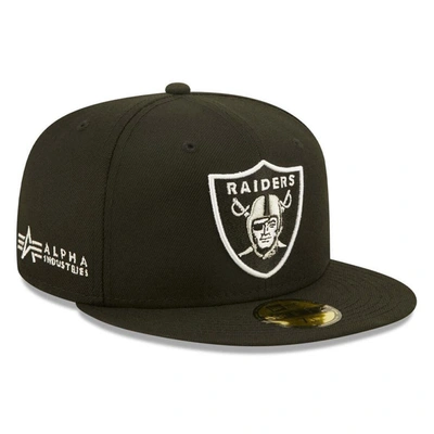 New Era X Alpha Industries Black Las Vegas Raiders Alpha 59fifty Fitted Hat