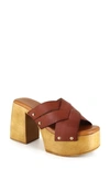 Zigi Suriel Platform Slide Sandal In Tan Leathe