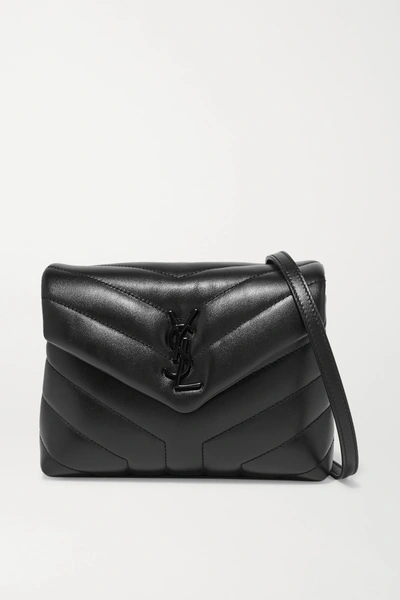 Saint Laurent Women's Mini Loulou Matelassé Leather Crossbody Bag In Black