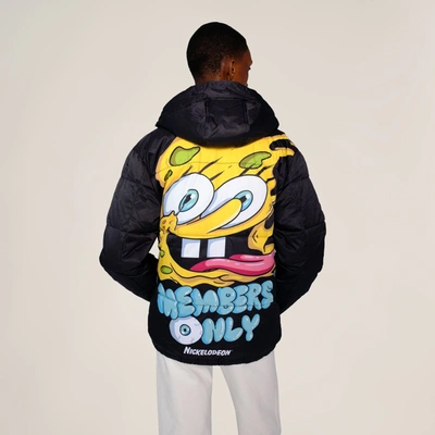 Members Only Men's Rad Spongebob Puffer Jacket In Black