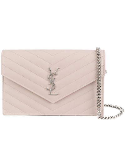 Saint Laurent Monogram Chain Wallet - Pink & Purple