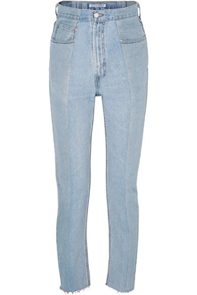 E.l.v Denim The Twin Two-tone High-rise Straight-leg Jeans In Blue