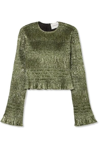 Georgia Alice Magic Shirred Lurex Top In Green