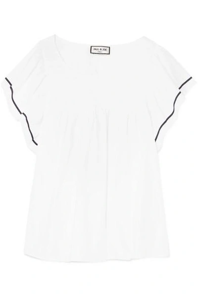 Paul & Joe Pipa Ruffled Cotton Blouse In White