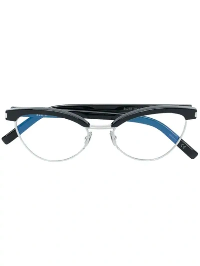 Saint Laurent Cat Eye Glasses In 002 Black Black Transparent