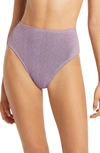 Bound By Bond-eye Palmer High Waist Bikini Bottoms In Lavender Lurex