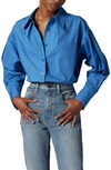 Equipment Sergine Pleat Sleeve Button-up Shirt In Birhgt Cobalt