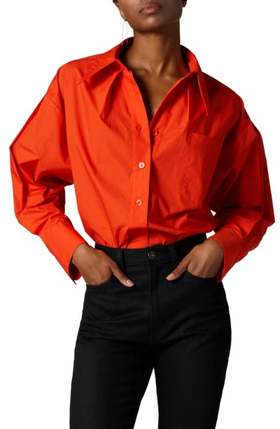 Equipment Sergine Pleat Sleeve Button-up Shirt In Red