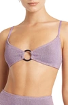 Bound By Bond-eye Lissio Metallic O-ring Bikini Top In Lavender Lurex