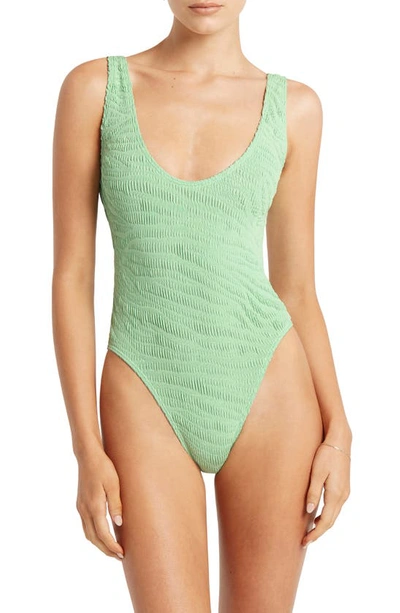 Bound By Bond-eye Mara Textured One-piece Swimsuit In Mint Tiger