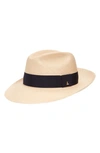 Lafayette 148 Icon Straw Panama Hat In Beige/ Navy