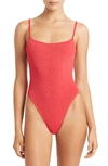 Bound By Bond-eye Low Palace Textured Open Back One-piece Swimsuit In Guava Eco