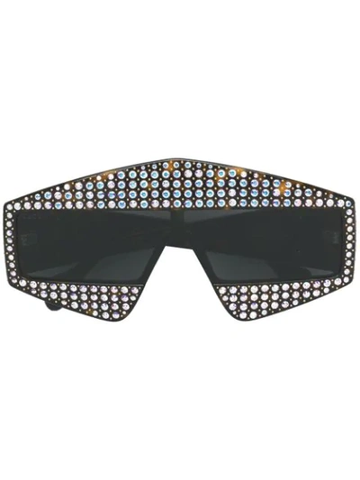 Gucci Crystal Visor Sunglasses In Brown