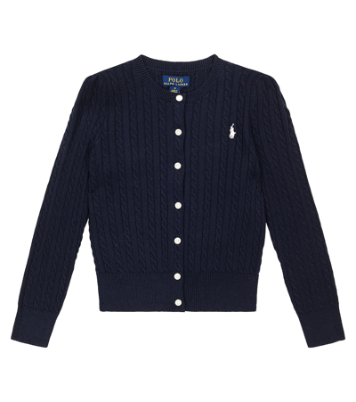 Polo Ralph Lauren Kids' Cable-knit Cotton Cardigan In Hunter Nvy