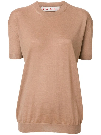 Marni Cashmere Short Sleeve Sweater - Brown