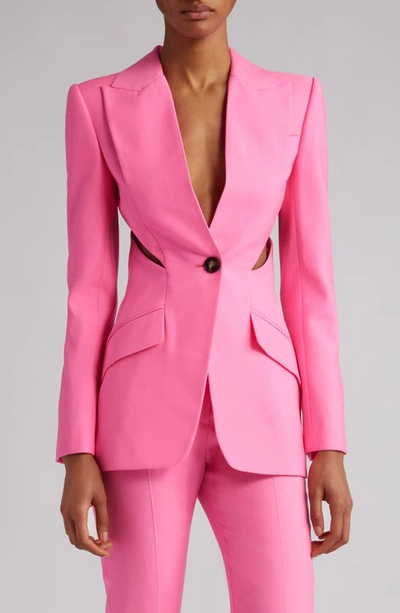 Alexander Mcqueen Single-breasted Slashed Blazer In Psychedelic Pink