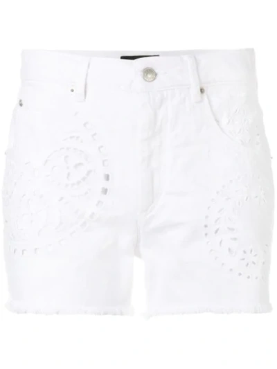 Isabel Marant Open Embroidery Lace Shorts In White
