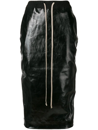 Rick Owens Drkshdw Elasticated Varnished Skirt In Black