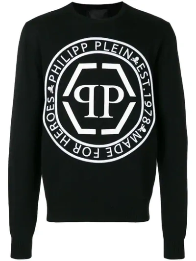 Philipp Plein Logo Embroidered Jumper In Black | ModeSens