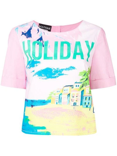 Boutique Moschino Holiday Print T-shirt - Pink