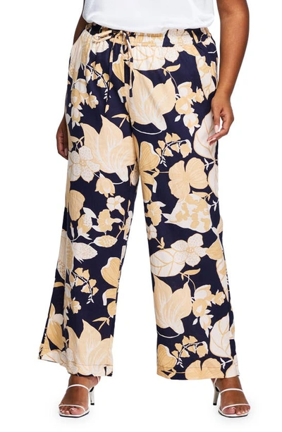 Estelle Valencia Floral Linen Blend Pants In Blue